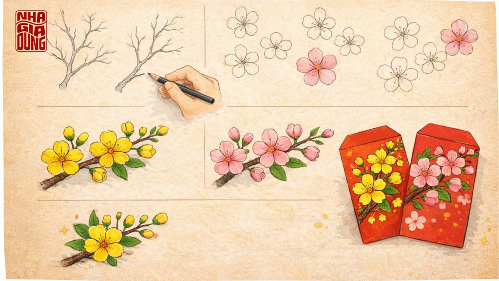 Vẽ Bao Lì Xì Đơn Giản