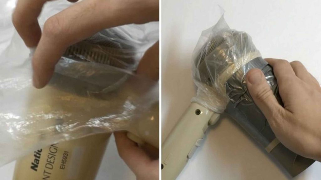 cách hút chân không bằng máy sấy tóc