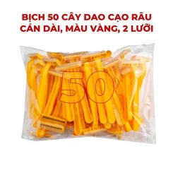 Alternative view of Bịch Dao Cạo Râu Cán Dài Vàng 2 Lưỡi - Dao Cạo Râu Dùng 1 Lần Tiện Lợi