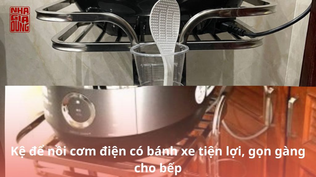 kệ để nồi cơm điện có bánh xe
